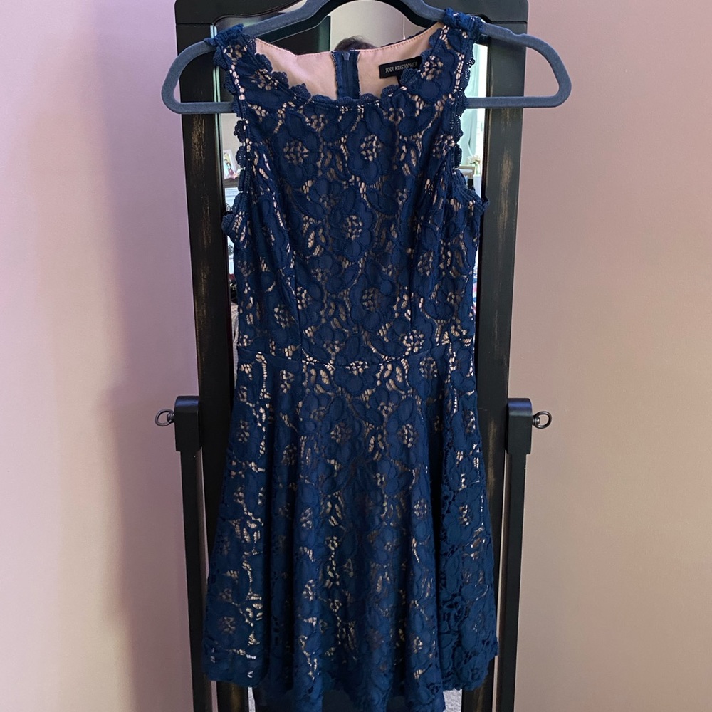 Floral navy blue formal dress
